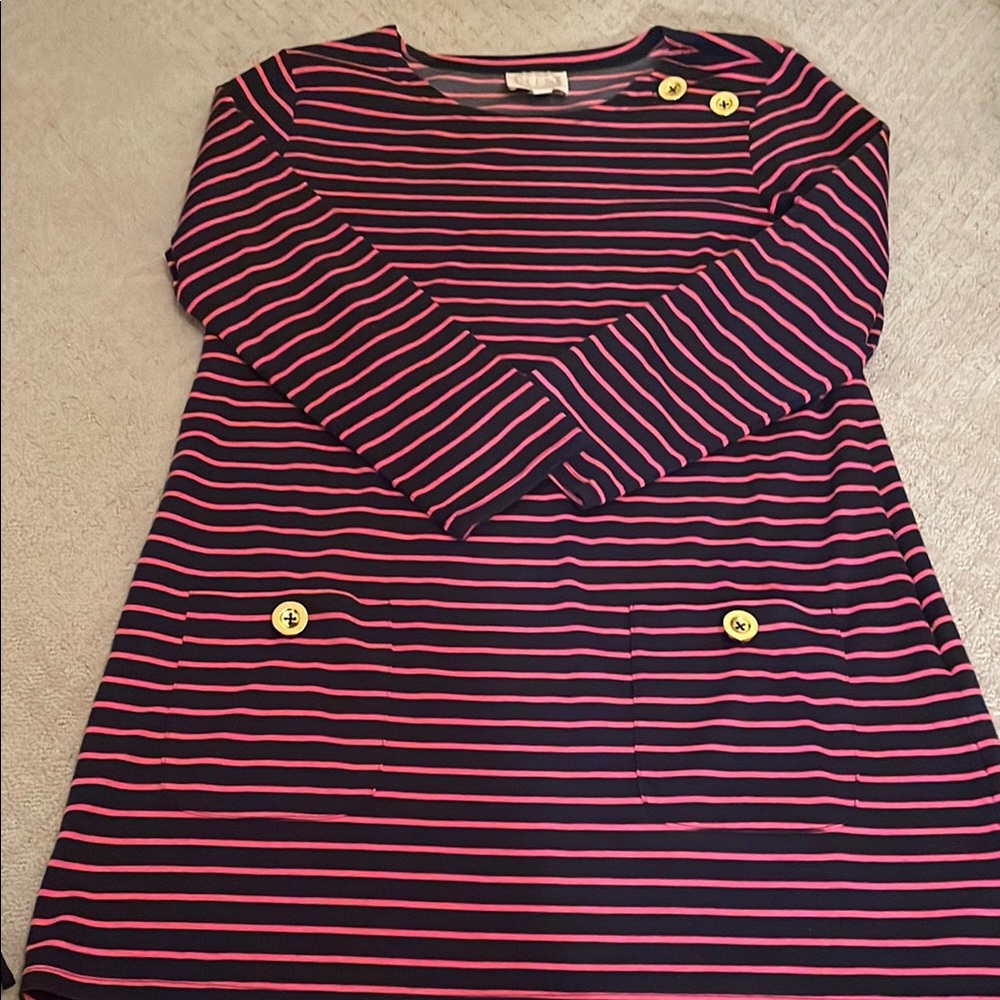Sail to Sable Navy and Pink Striped Mini Dress